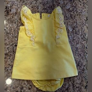 Janie and Jack Yellow Eyelet Stretch Ruffle Dress. Size 6-12 months